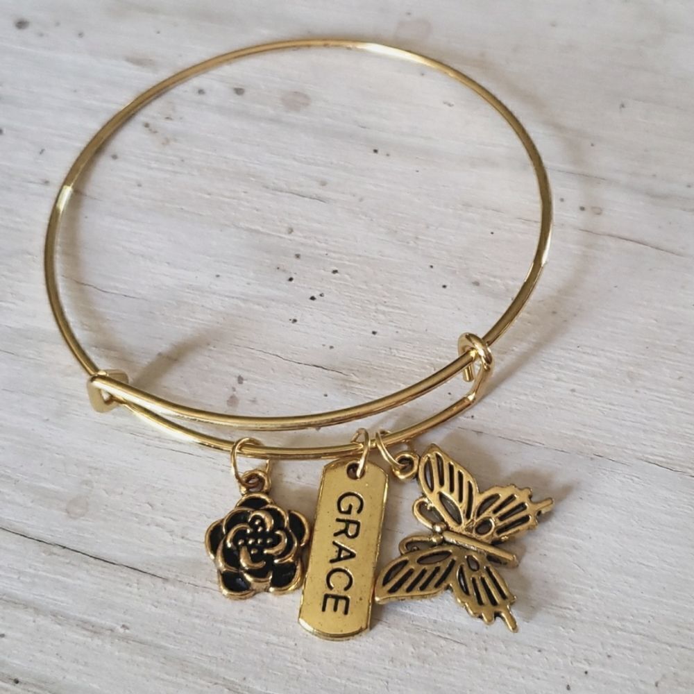 Bracelets by Sandra gold tone adjustable, Grace